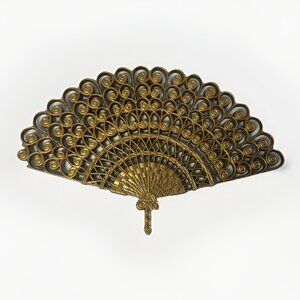 Vintage 1980 Burwood Wall Fan #2424 Wall Decor 21" X 13 " MCM Boho Made In USA